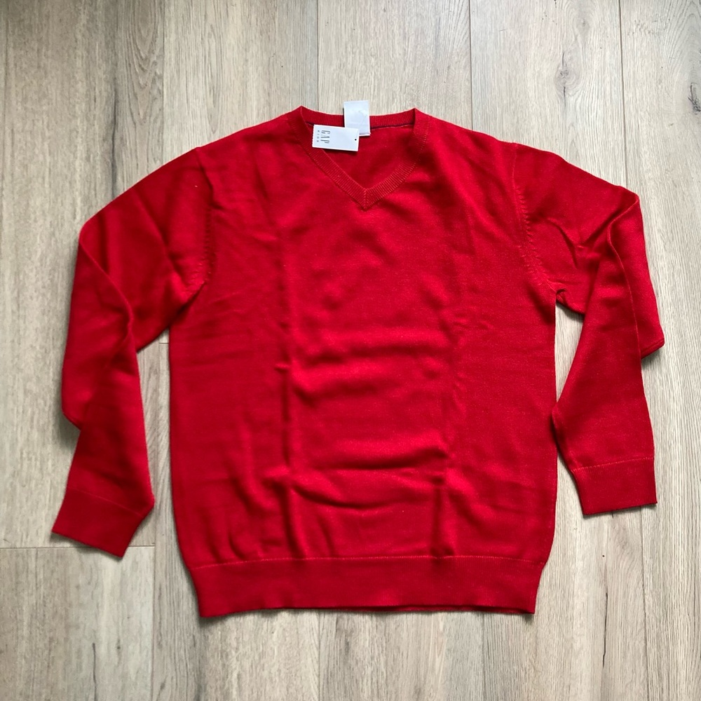 GAP Kids V-Neck Sweater in Bold Red BNWT